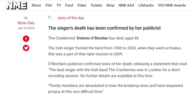 Dolores O'Rioirdan - NME